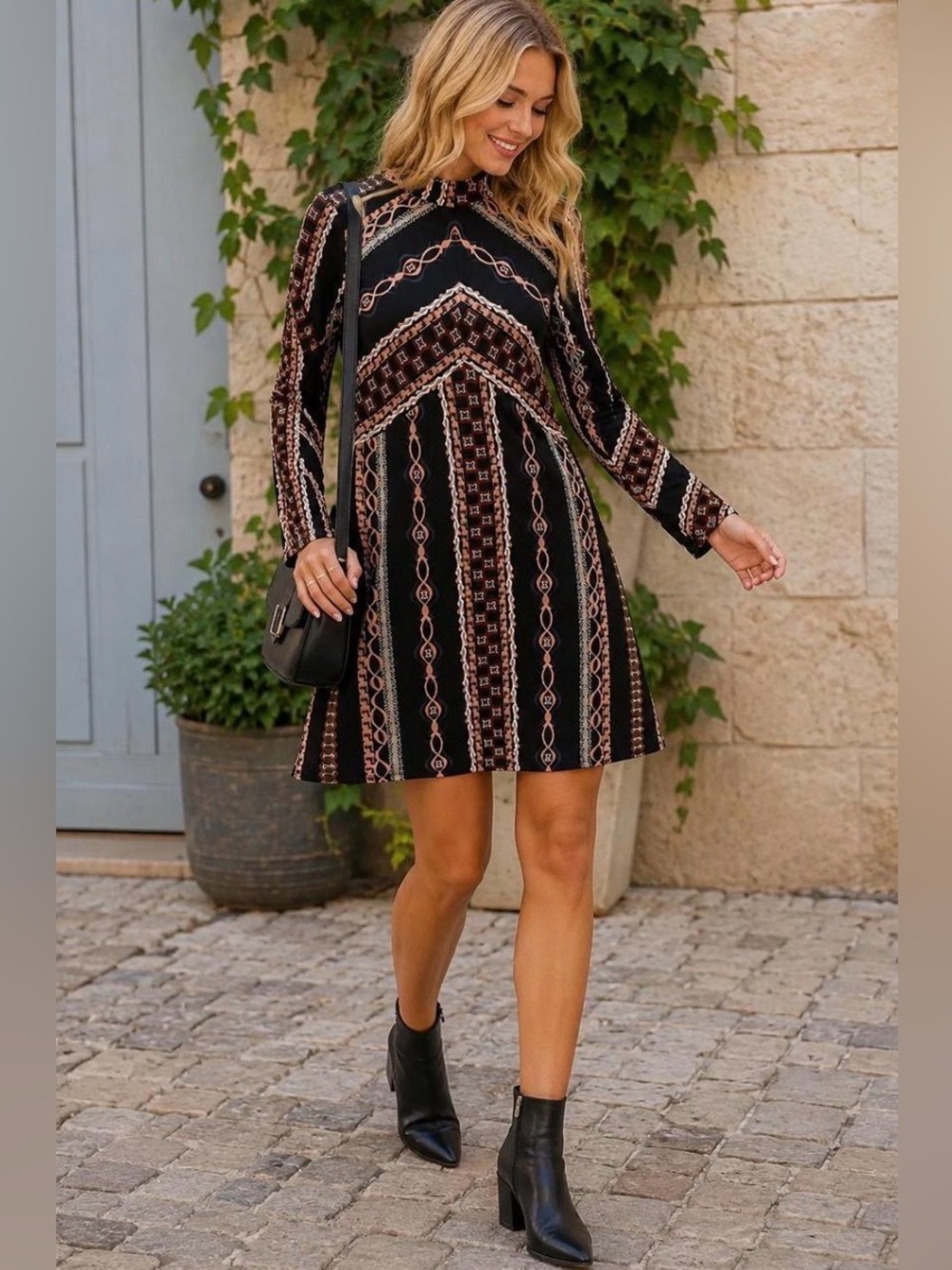 Free People Stella Black Mini Dress-Large Retro 70’s Boho Whimsigoth Indie